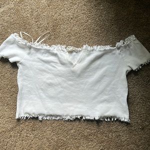 Off the shoulder ribbed crop top (large)
